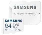 Карта памяти Samsung EVO Plus microSDXC UHS-I Class 1 C10 64GB, MB-MC64SA/APC