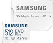 Карта памяти Samsung EVO PLUS microSDXC UHS-I Class 3 C10 512GB, MB-MC512KA