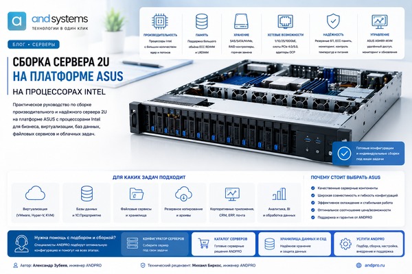 Сборка сервера на базе платформы 2U на процессорах Intel от ASUS
