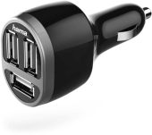 Автомобильное зар./устр. Hama H-173603 2.1A+2.1A+1A 3xUSB универсальное черный, 00173603