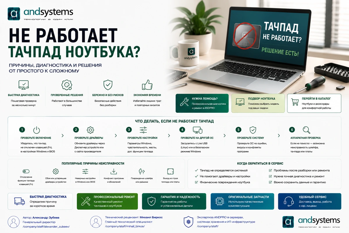 Не работает тачпад ноутбука: причины и решения