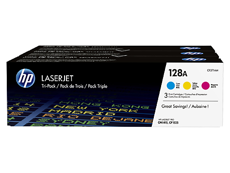 Картинка - 1 Тонер-картридж HP 128A Лазерный Голубой/Желтый/Пурпурный 1300стр комплект, CF371AM