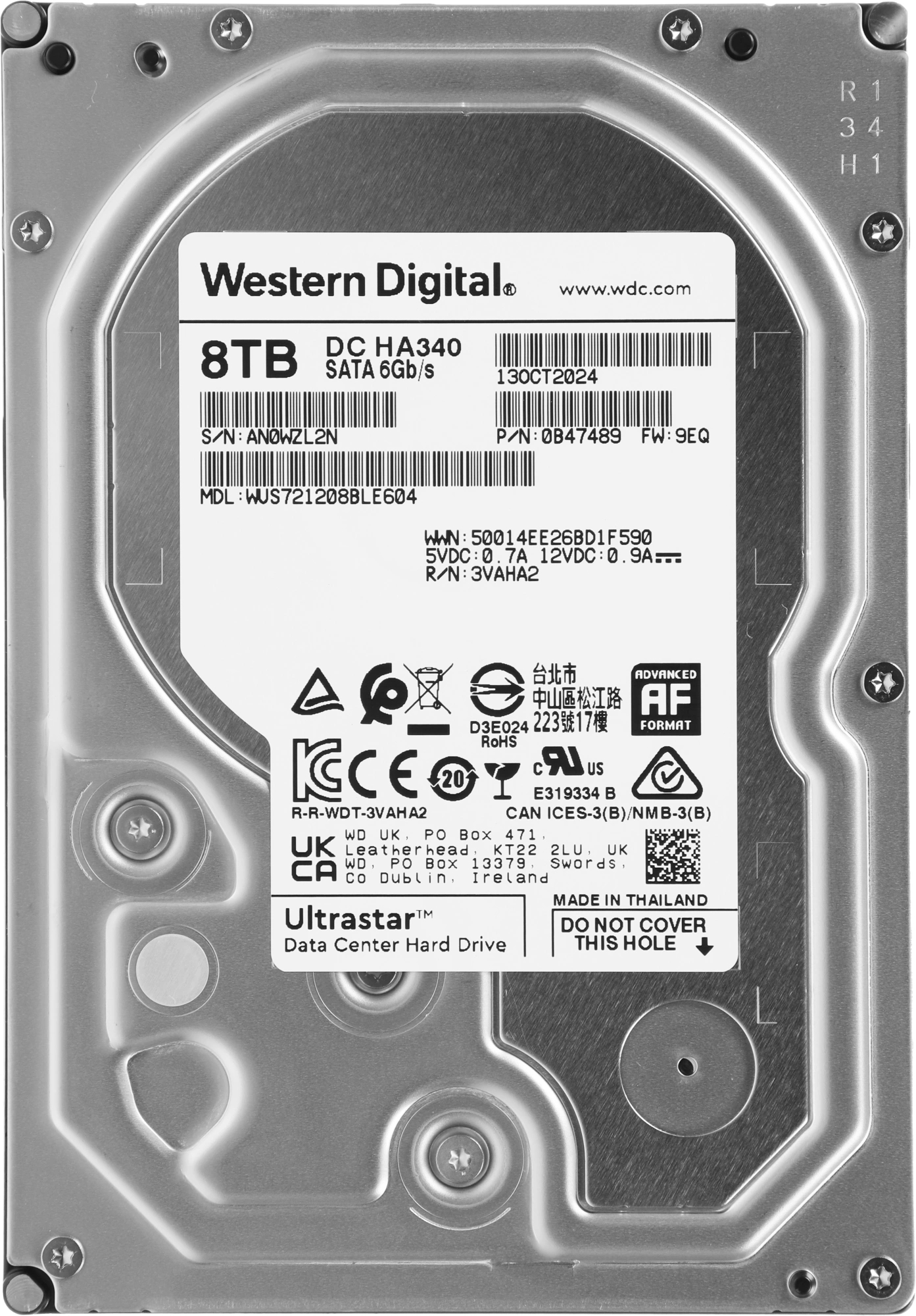 Диск HDD WD Ultrastar DC HA340 SATA 3.5" 8 ТБ, 0B47489