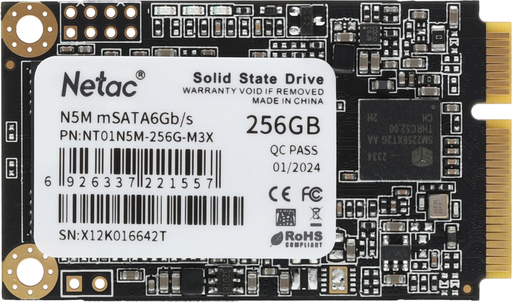 Диск SSD Netac N5M mSATA 256 ГБ SATA, NT01N5M-256G-M3X