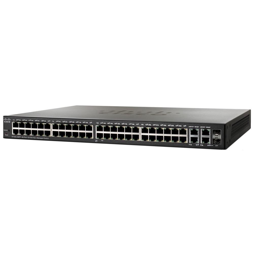 Картинка - 1 Коммутатор Cisco SF300-48PP 48-PoE Управляемый 52-ports, SF300-48PP-K9-EU