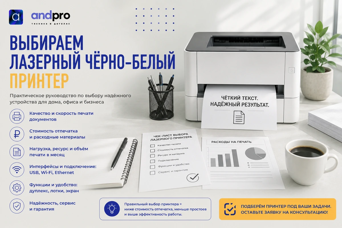 Выбираем лазерный черно-белый принтер