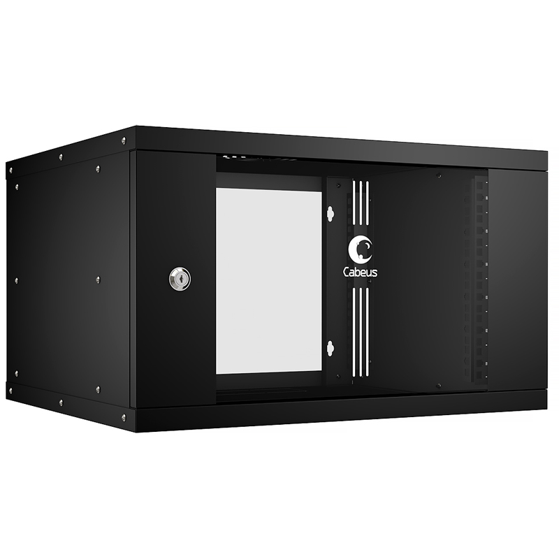Картинка - 1 Настенный шкаф Cabeus WSC-05D Light 6U Ш550xГ450мм Чёрный, WSC-05D-6U55/45-BK