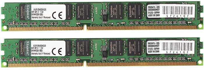 Картинка - 1 Комплект памяти Kingston ValueRAM 8GB DIMM DDR3 1333MHz (2х4GB), VLP, KVR13N9S8K2/8