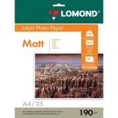 Упаковка бумаги LOMOND InkJet Photo Paper A4 25л 190г/м², 0102036