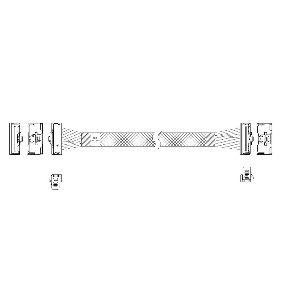 Кабель данных JPC MCIO x8 74P -> MCIO x8 74P 0.8 м, P7323GB00800-1