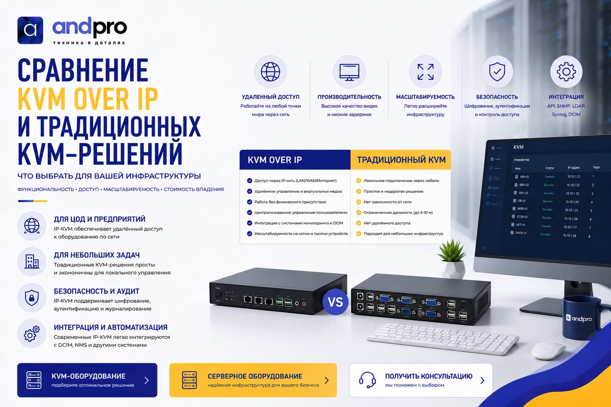 Сравнение KVM-over-IP и традиционных KVM-решений