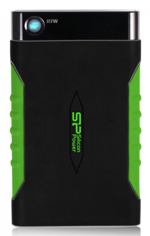 Внешний диск HDD SILICON POWER Armor A15 1 ТБ 2.5" USB 3.1 чёрно-зелёный, SP010TBPHDA15S3K