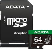 Фото Карта памяти ADATA UI3V30A2SP microSDXC UHS-I Class 3 C10 64GB, UD64GUI3V30A2SP-RA1