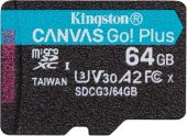 Карта памяти Kingston Canvas Go! Plus microSDXC UHS-I Class 3 C10 64GB, SDCG3/64GBSP