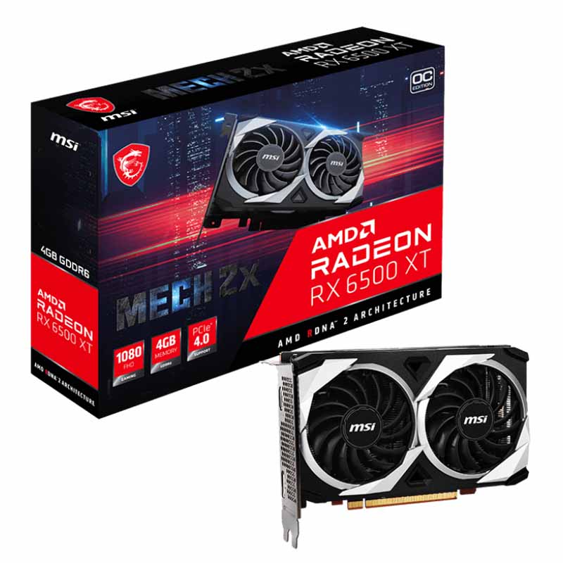 Картинка - 1 Видеокарта MSI AMD Radeon RX 6500 XT MECH OC GDDR6 4GB, RX 6500 XT MECH 2X 4G OC