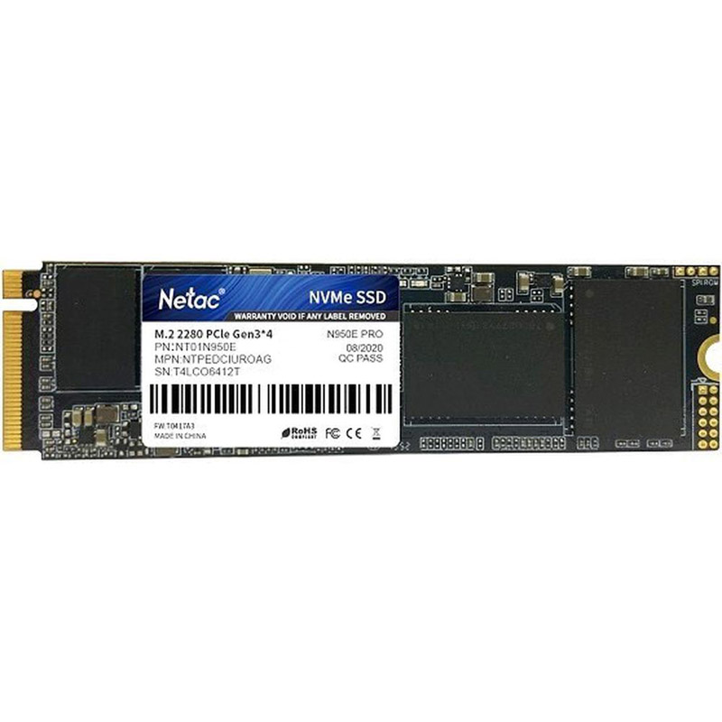 Картинка - 1 Диск SSD Netac N950E Pro M.2 2280 500GB PCIe NVMe 3.0 x4, NT01N950E-500G-E4X
