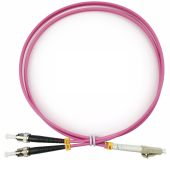 Оптический патч-корд Cabeus MM 50/125 мкм розовый 1,5 м, FOP-50-OM4-LC-ST-1,5m