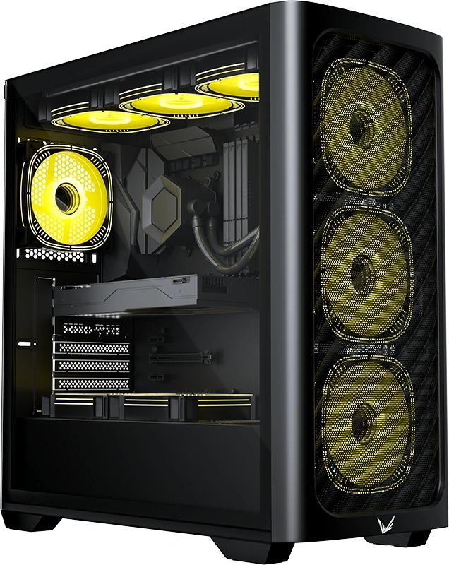 Фото-1 Корпус ExeGate Pro 2U550-08, вид спереди; передняя панель, вентиляционные зоны и контур корпуса показаны для страницы компьютерного корпуса. Чёрный корпус важен для визуальной идентификации товара на странице.