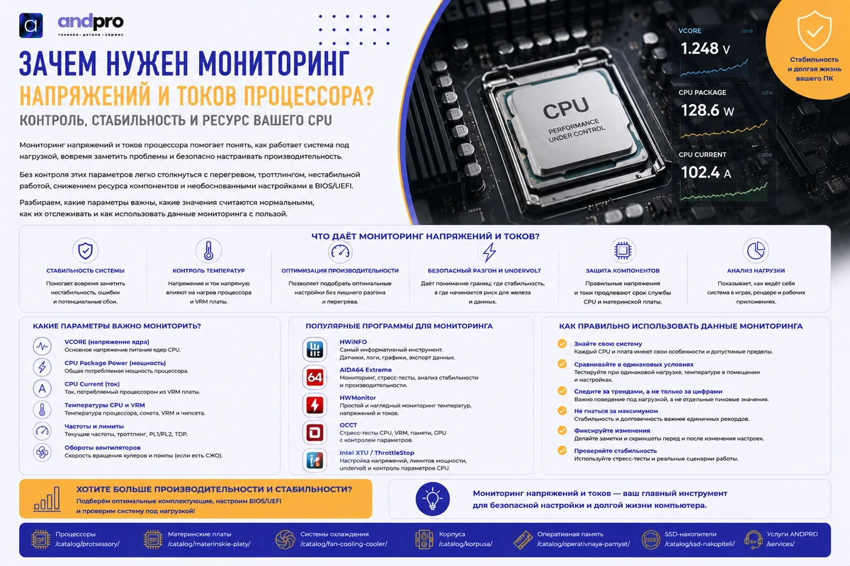 Зачем нужен мониторинг напряжений и токов процессора