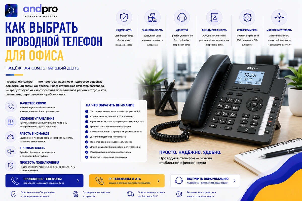 Как выбрать проводной телефон для офиса