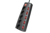 Сетевой фильтр Filum SPL5 3 м чёрный, FL-SPL5-3.0M-BL