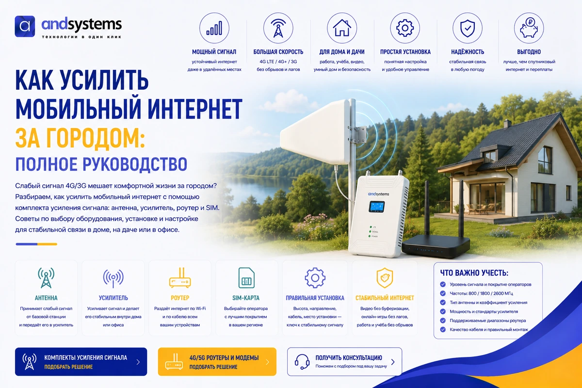 Как усилить мобильный интернет за городом