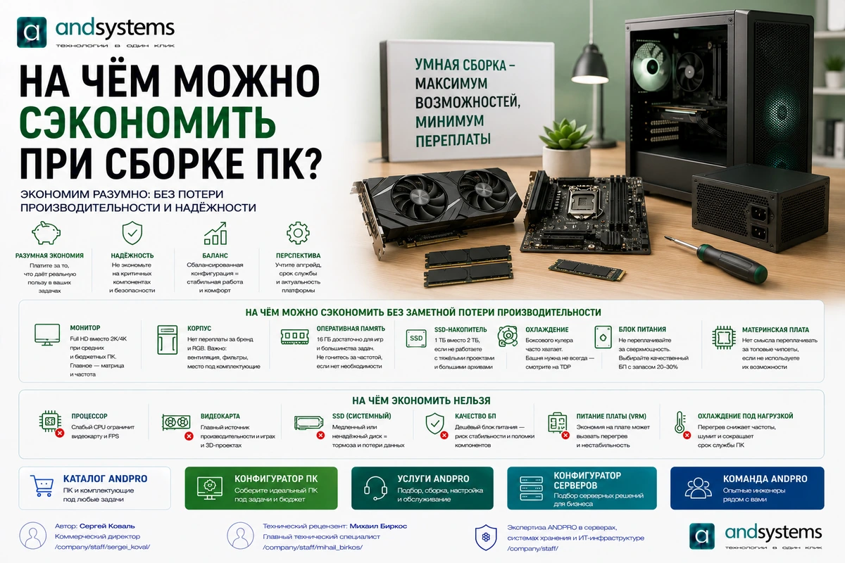 На чём можно сэкономить при сборке ПК