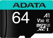 Карта памяти ADATA Premier Pro microSDXC UHS-I Class 3 C10 64GB, AUSDX64GUI3V30SA2-RA1