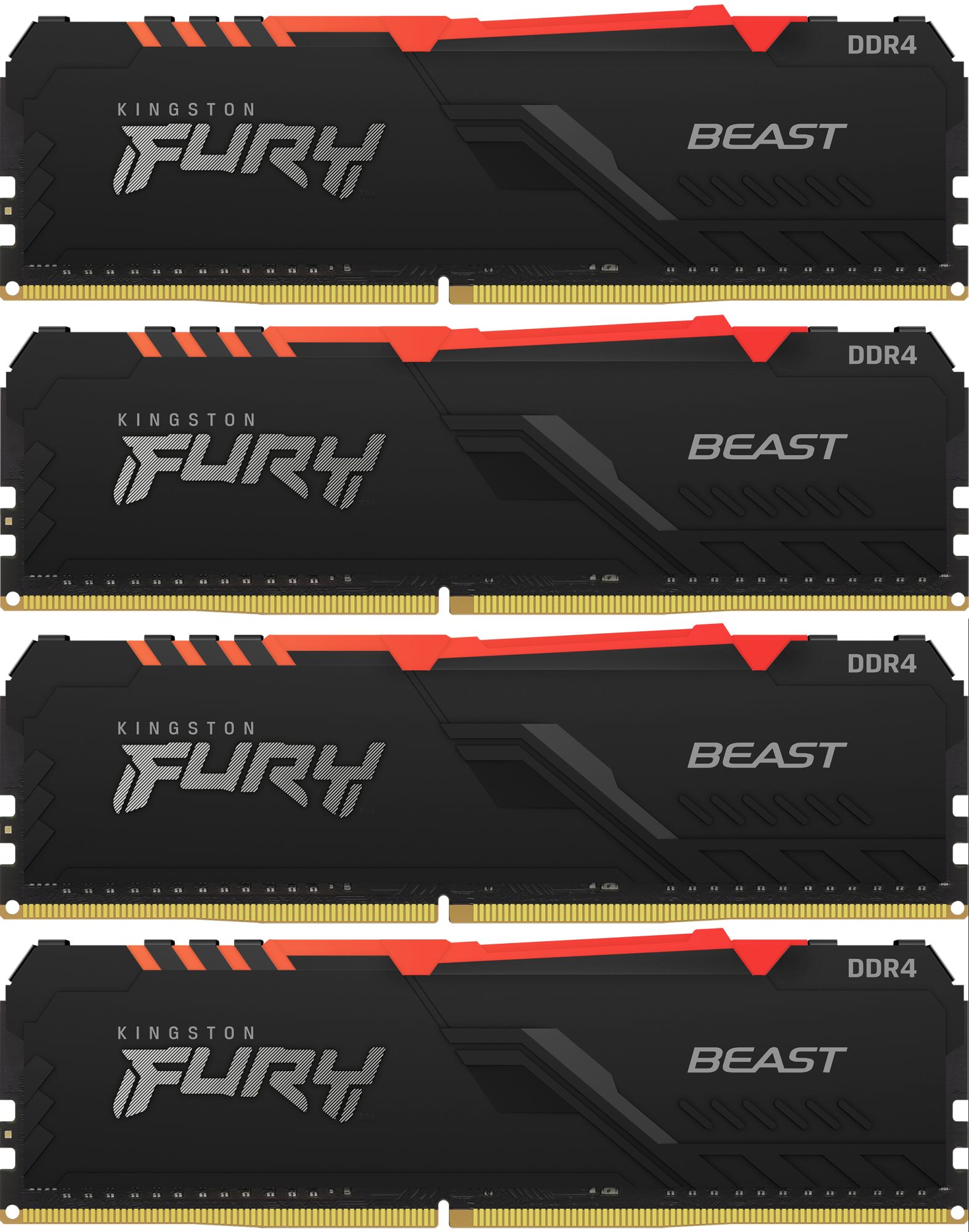 Комплект памяти Kingston FURY Beast RGB 4х8 ГБ DIMM DDR4 2666 МГц, KF426C16BBAK4/32