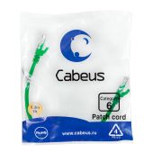 Патч-корд Cabeus UTP кат. 6 Зелёный 0,3 м, PC-UTP-RJ45-Cat.6-0.3m-GN