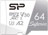 Карта памяти SILICON POWER Superior microSDXC UHS-I Class 3 C10 64GB, SP064GBSTXDA2V20SP