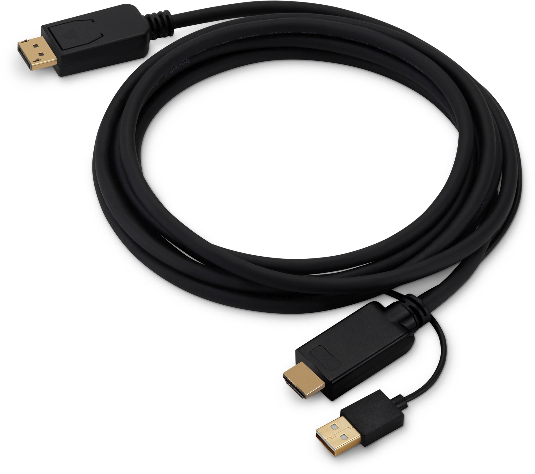 Видео кабель BURO HDMI (M) + USB Type A (M) -> DisplayPort (M) 3 м, HDMI-DP-3M