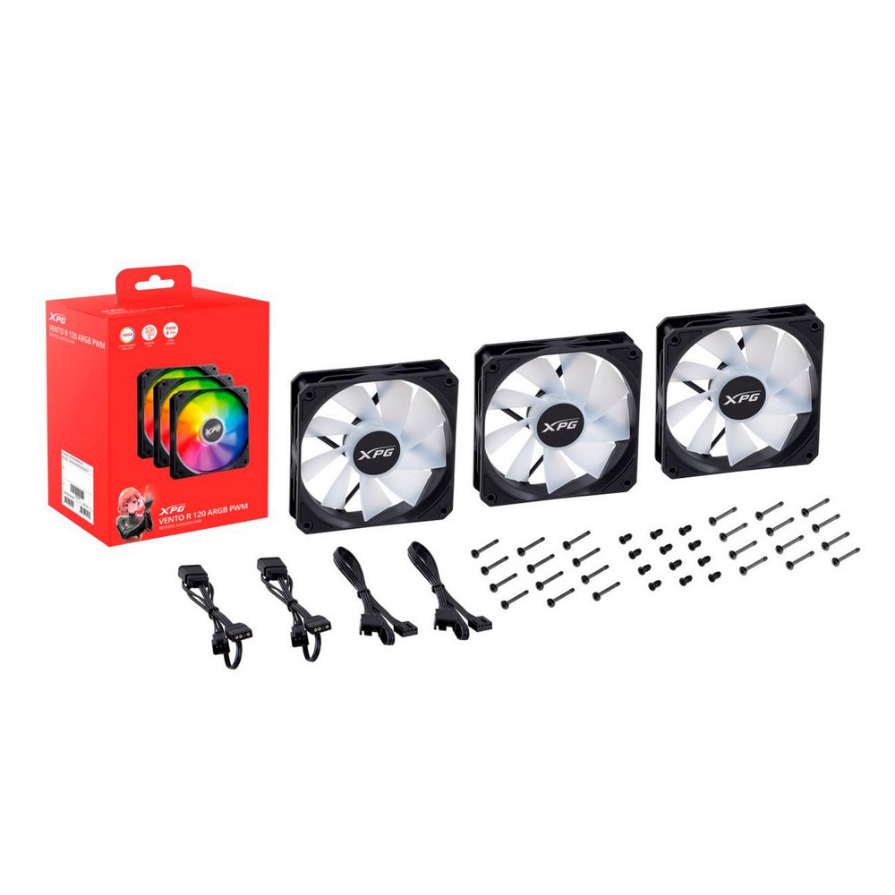 Корпусный вентилятор XPG VENTO R 120 ARGB PWM 120 мм 4-pin, VENTOR120ARGBPWM3C-BKCWW