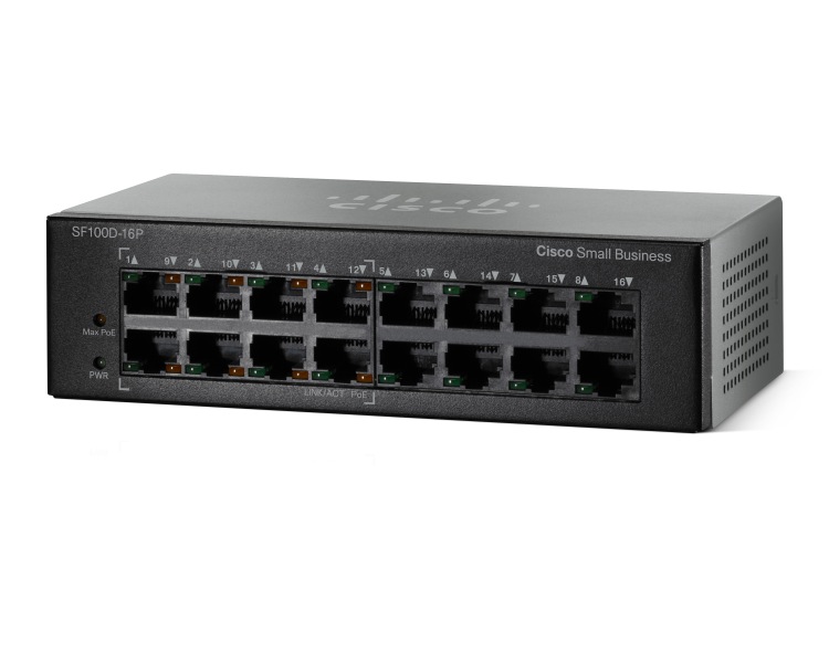Картинка - 1 Коммутатор Cisco SF110D-16 Неуправляемый 16-ports, SF110D-16-EU