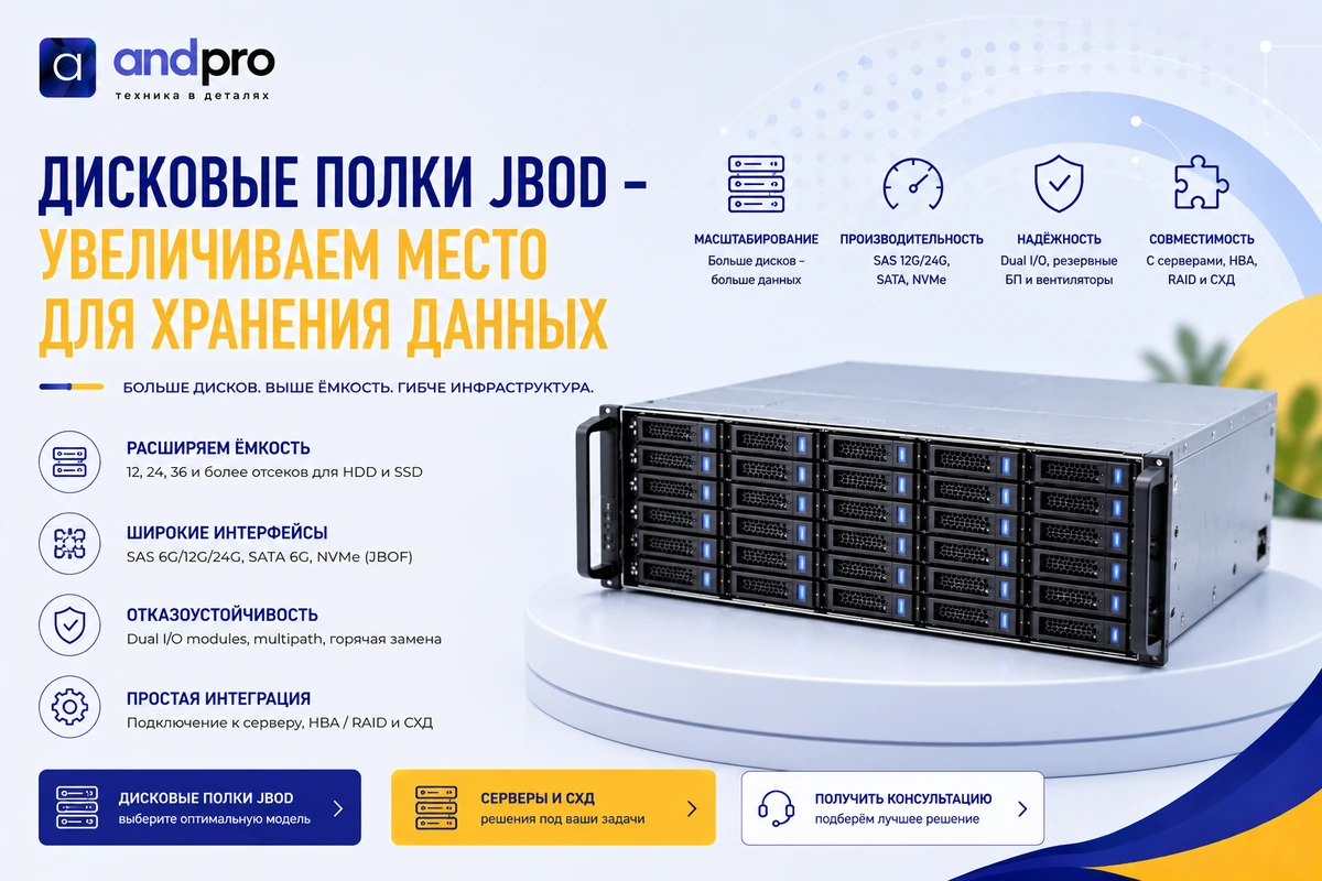 Дисковые полки JBOD: увеличиваем место для хранения данных