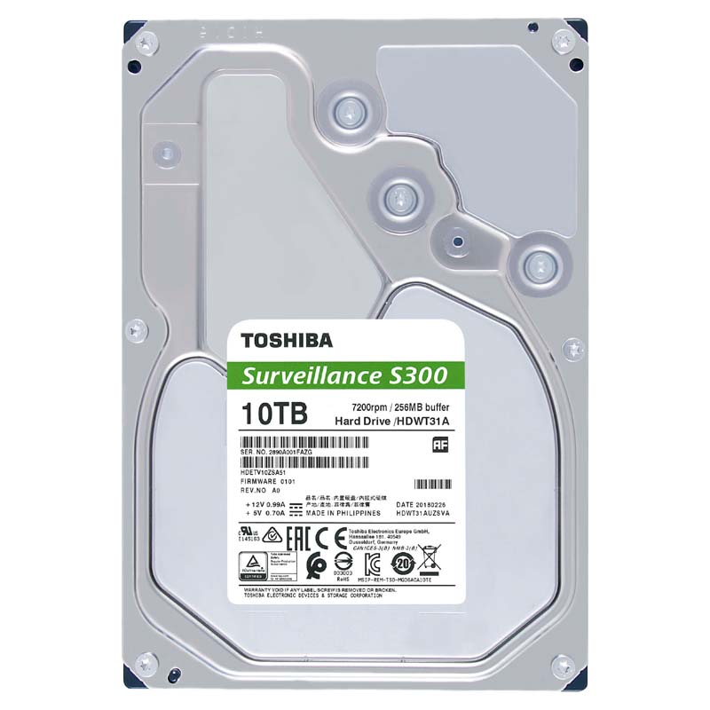 Диск HDD Toshiba S300 SATA 3.5" 10 ТБ, HDWT31AUZSVA