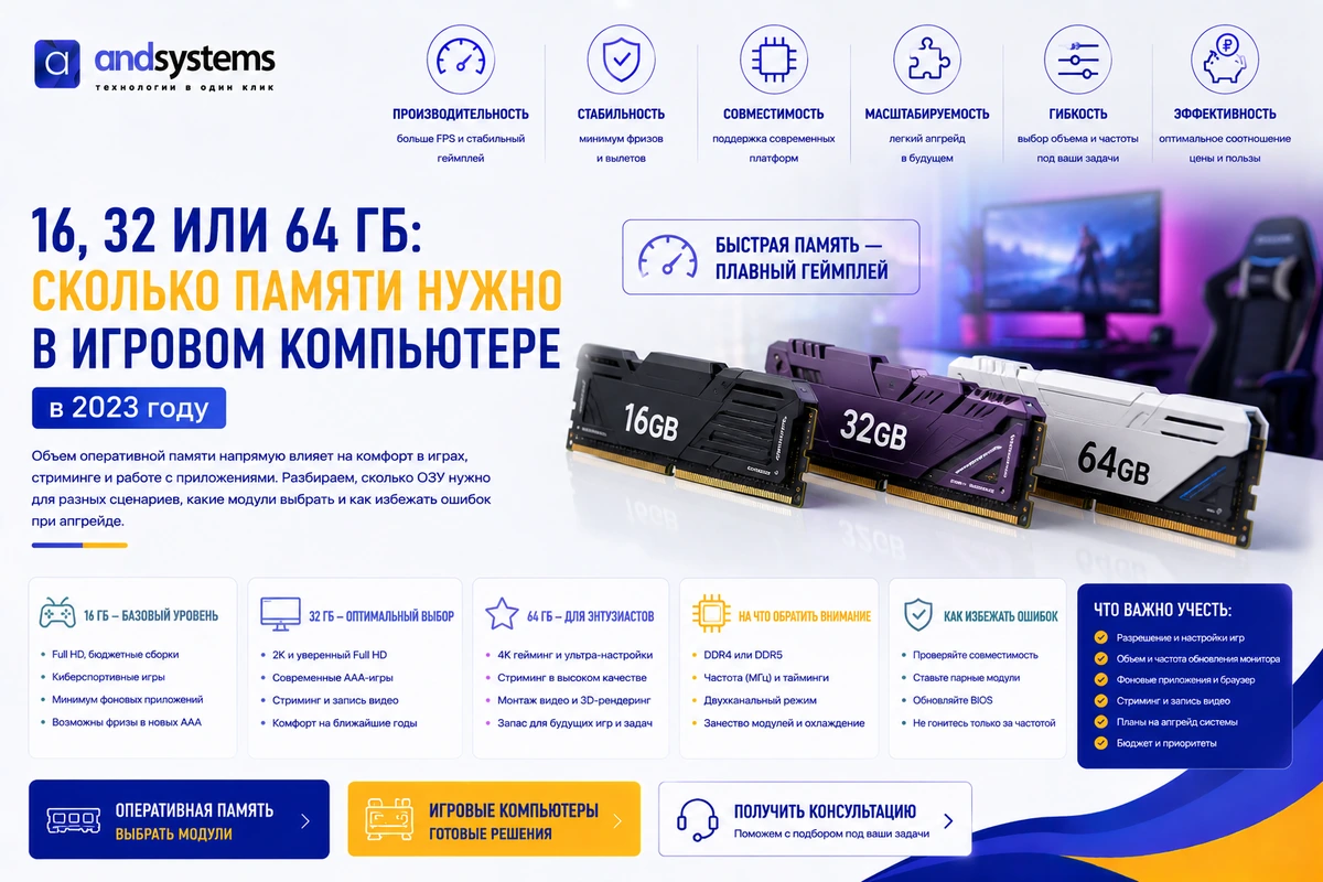 16, 32 или 64 ГБ: сколько памяти нужно игровому компьютеру