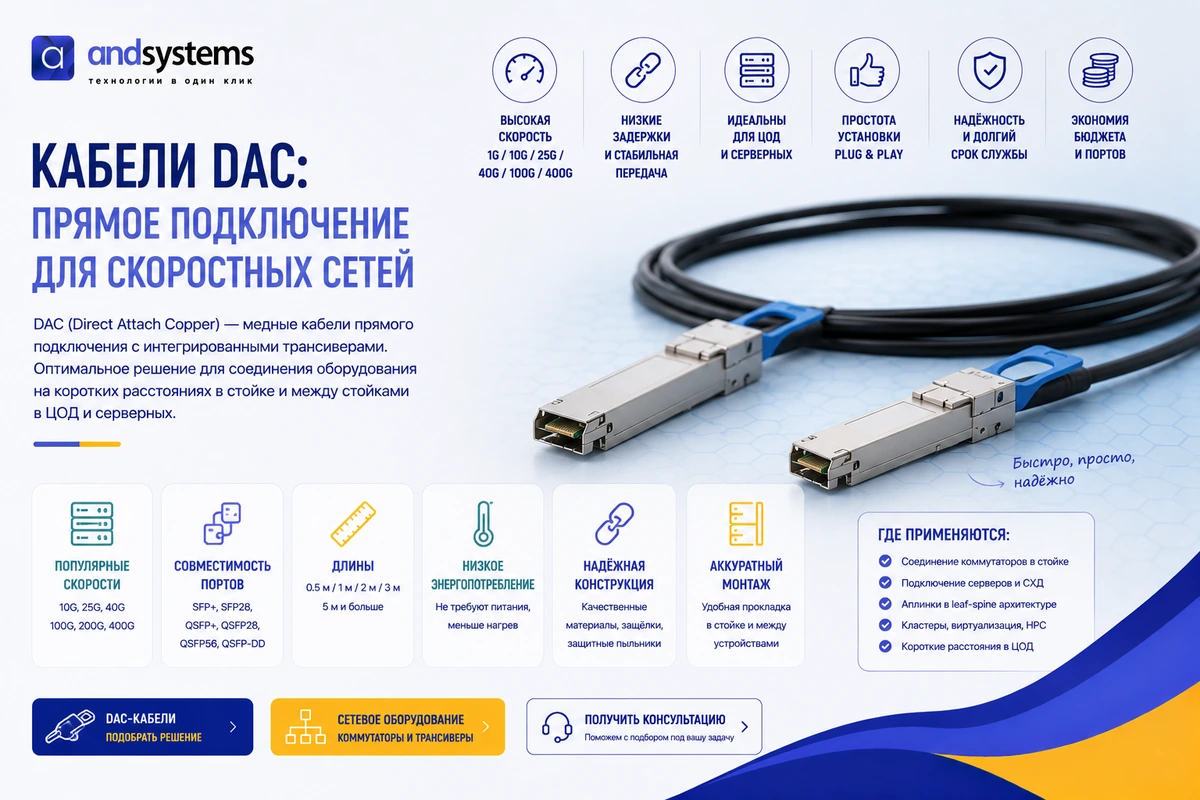 Кабели DAC: от основ до применения в современных сетях
