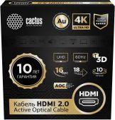 Видео кабель CACTUS CS-HDMI-AOC-2 HDMI (M) -&gt; HDMI (M) 10 м, CS-HDMI-AOC-2-10