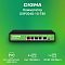 Фото-2 Коммутатор Digma DSP204G-1G-T80, промо-рендер на зелёном фоне. Показан фронтальный вид устройства, ниже размещены обозначения PoE, количества портов и скорости uplink. Изображение даёт общий обзор модели для страницы товара и быстрой идентификации.