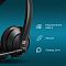 Фото-12 Наушники с микрофоном Oklick HS-M500 USB, чёрные, инфографика с крупным планом чашки; на изображении указаны подключение USB A и провод 1,8 м, что важно для страницы товара о совместимости и способе подключения.