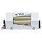 Фото-2 SSD XPG MARS 980 STORM 1 ТБ M.2 2280 PCIe 5.0 NVMe, фронтальный вид сверху; показан белый радиатор с прозрачным окном, двумя цилиндрическими трубками внутри, винтами снизу и контактами M.2 справа; фото помогает рассмотреть компоновку охлаждения и форму модуля на странице товара.