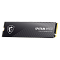 Фото-2 SSD MSI Spatium M560 1 ТБ M.2 2280 PCIe 5.0 NVMe, вид спереди под небольшим углом; на фото видна тёмная лицевая накладка с надписью SPATIUM M560, диагональный графический рисунок и контактная площадка M.2; ракурс показывает форму и оформление модуля для карточки товара.