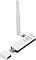 Фото-5 USB-адаптер TP-Link TL-WN722N, вид под углом с открытым разъёмом: белый корпус с чёрной боковой вставкой, выдвинутый USB-разъём и внешняя антенна, для страницы о беспроводном USB-адаптере.
