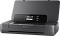 Фото-2 Портативный струйный принтер HP OfficeJet 200 (N4K99C), ракурс спереди слева с открытой крышкой; видна панель с экраном, кнопки и индикатор Wi‑Fi, передняя щель подачи; графитовый корпус на студийном фоне — помогает оценить габариты и компоновку передней части устройства.