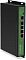 Фото-15 Коммутатор Digma DSP204G-1G-T80, вертикальный вид сбоку с установленными монтажными уголками. Видны зелёная передняя панель с портами, чёрный металлический корпус и кронштейны сверху и снизу. Изображение важно для страницы товара, потому что показывает устройство в положении для монтажа.
