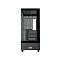 Фото-5 Корпус PCCooler C3 Q500 BK, фронтальный вид через стекло; видны верхняя и нижняя перфорация, зона под материнскую плату, семь слотов расширения и нижняя передняя часть с логотипом; изображение показывает расположение основных монтажных зон внутри корпуса.