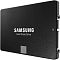 Фото-2 SSD Samsung 870 EVO 4TB, вид спереди под углом справа: тонкий корпус графитово-чёрного цвета с логотипом Samsung, видимой интерфейсной стороной и боковыми вырезами; изображение показывает профиль и кромку устройства.