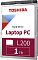 Фото-2 Жесткий диск Toshiba L200 HDWL110UZSVA, ракурс 3/4 — видна толщина серебристого корпуса и боковые винты, лицевая наклейка Laptop PC L200; уточняет внешний вид и форму корпуса для подбора HDD.