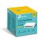 Фото-2 Коммутатор TP-Link LS1005, упаковка. На фото бирюзово-жёлтая коробка с изображением белого коммутатора, названием 5-Port 10/100Mbps Desktop Switch и маркировкой LiteWave LS1005. Изображение показывает упаковку и идентификацию модели на странице товара.